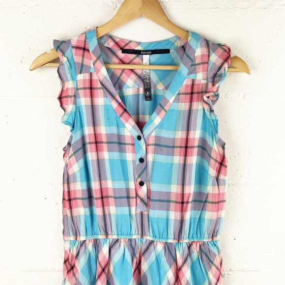 Kensie Plaid Summer Dress - Picture 2 of 9